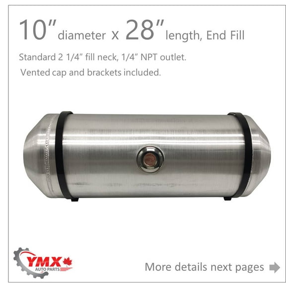 JSD AUTO PARTS Outlet 10x28 Gas Fuel Tank Spun Aluminum 9.5 Gallon Center Fill 1/4 NPT
