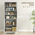 thumbnail image 4 of HOMCOM Armoire de Rangement Moderne pour Garde-Manger de Cuisine avec Portes en Verre Blanc, 4 of 10