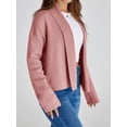 thumbnail image 4 of Open Front Solid Color Women Long Sleeve Shawl Neckline Knit Crop Cardigan, 4 of 6