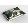 thumbnail image 2 of Ambesonne Tiger Pillow Sham 2 Pack, White Tiger Swimming Fun, 26"x20", Teal White, 2 of 3