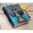 thumbnail image 5 of Blank Spell Book of Shadows Journal with Lock Clasp Vintage Leather Seven stone Journals Embossed Prayer Pagan Witchcraft Supplies Wiccan Gifts Witchy Gifts Women Mystic Goddess 7 x 5 inch 200 Pages, 5 of 6