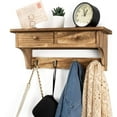 thumbnail image 1 of Sfugno Coat Hooks Wall Mounted, Rustic Wood Coat Rack Wall Mount Shelf with Hooks, Farmhouse Wall Coat Rack with Shelf & Coat Hook, 1 of 7