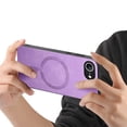 thumbnail image 3 of for iPhone 16e Magnetic Case, Luxury PU Leather Skin-Feel Back Protective Phone Cover Compatible with Mag-Safe Support Car Mount Holder for iPhone 16e, Purple, 3 of 9