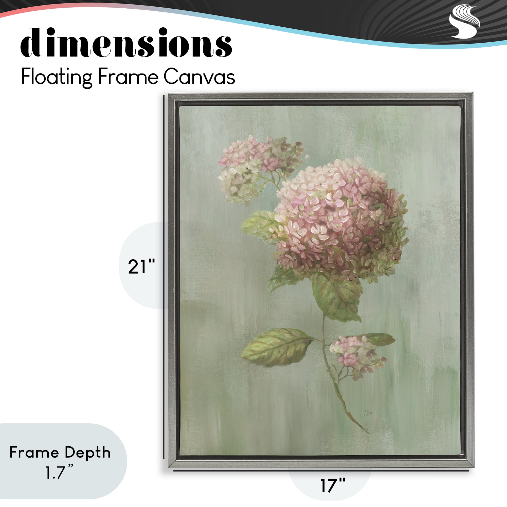 Stupell Industries Single Hydrangea Bushel Gray Framed Floater Canvas Wall Art, design by Nan