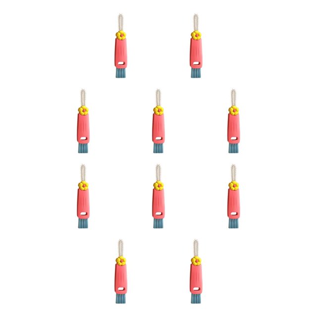 Inteprter Cepillo de tapa de botella 3 en 1, ranura de limpieza, cocina portátil multifuncional, Mini tapa, fregador de lavado, lavavajillas Rojo 10piezas