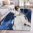 thumbnail image 2 of Marble Navy Blue Large Area Rugs for Bedroom Living Room, Soft Non Slip Carpet Bedside Rug, Abstract Gold White Brick Stone Motif Rectangle Floor Cover Kitchen Accent Rug 3'x5' for Dining Room/Office, 2 of 9