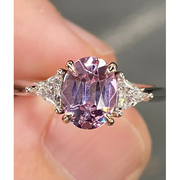 Lab created Stunning 2.1 Ctw Pastel Pink Spinel Ring Engagement Ring Promise Ring