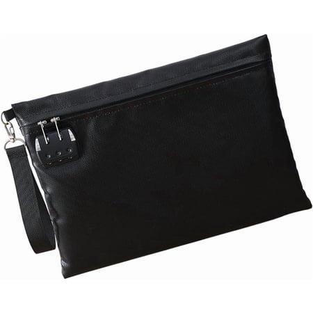 Fireproof Document Bag with Fiberglass Texture Tear Design for Office Home Travel Essentials Fireproof File Storage Bag Black Large