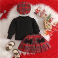 thumbnail image 3 of Mnyotv Girls Christmas Outfits Long Sleeve Tops Bow Plaid Skirts and Matching Hats 3Pcs Sets Fall Clothes for Girl Size 2-3Y, 3 of 7