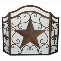 Decorative Ornate Star Metal Fireplace Screen Free Standing 3 Panel Vintage Mesh