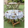 thumbnail image 4 of Outdoor Tablecloth with Umbrella Hole for Patio/Picnic/Party/Camping, Blue Shell Coastal Waterproof Table Cloth Round Cover Washable, Summer Beach Conch Ocean Striped (Dia 60"), 4 of 9