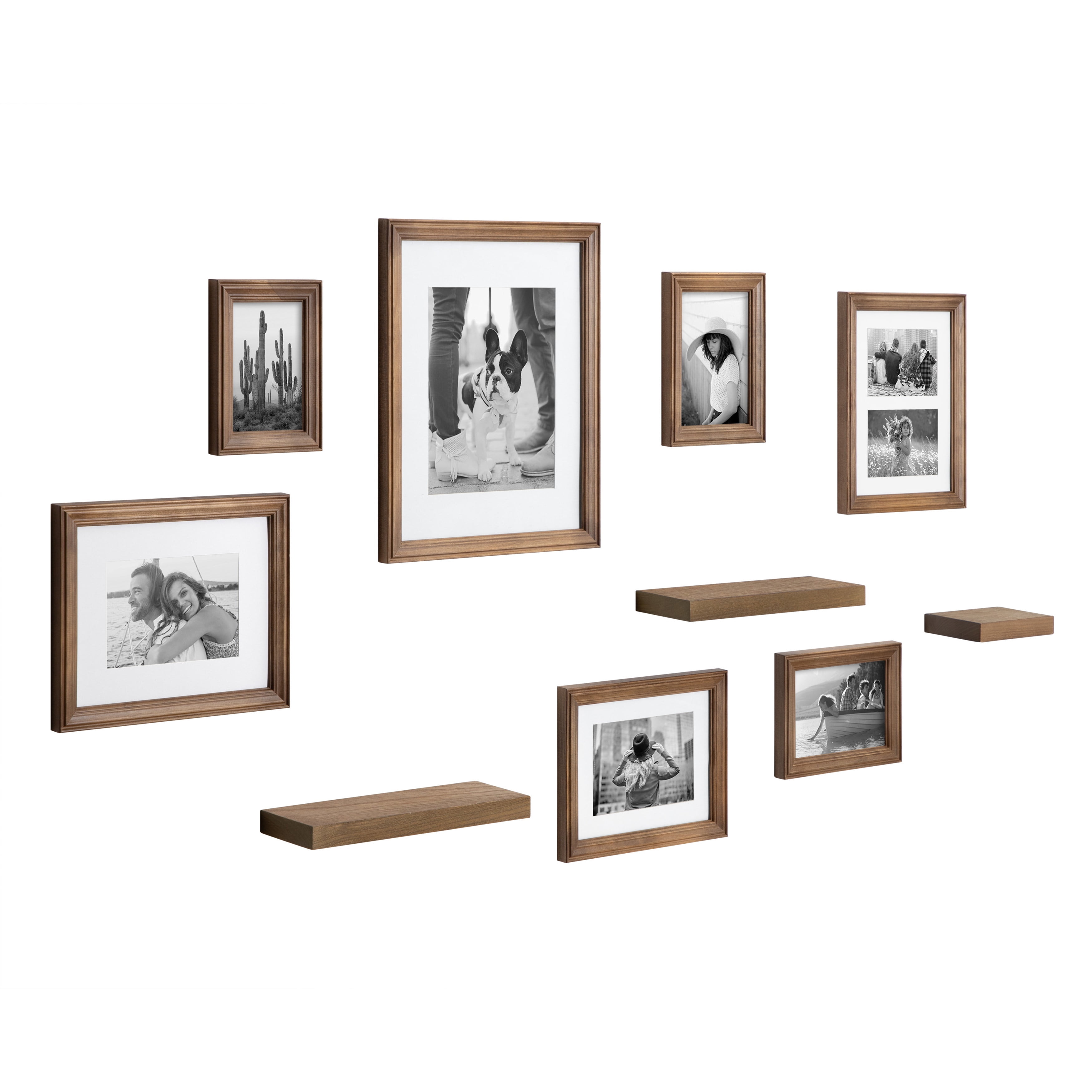 Kate and Laurel Bordeaux Gallery Wall Frame and Shelf Kit, Set of 10