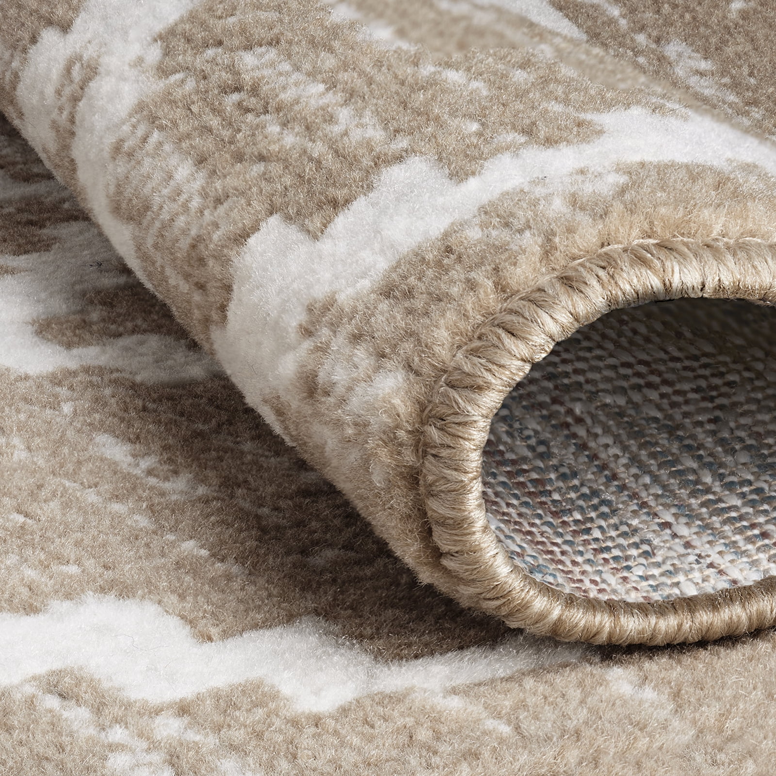 Woven Trends Modern Contemporary 3-Piece Rug Set, 5x7 Area Rug, 2x5 Runner Rug, 2x3 Accent Mat, Livingroom, Bedroom, Entryway, Durable and Stain Resistant, Beige/White