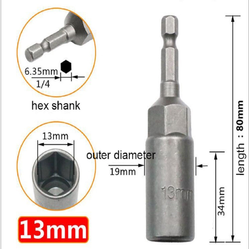 1PCS 80mm Length 1/4" Hex DriveSocket Impact Nut Bolt Drill Bits