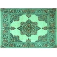 thumbnail image 1 of Ahgly Company Machine Washable Indoor Rectangle Medallion Turquoise Blue Traditional Area Rugs, 2' x 5', 1 of 4