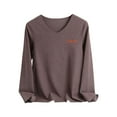 thumbnail image 4 of SwiftWear Women's Soft Fleece Base Layer Brushed Lined V-Neck Long Sleeve Shirt Plus Size Cozy Warm Thermal Underwear for Cold Weather​, Coffee, 4 of 4