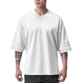 thumbnail image 2 of Men's Fitness V Neck T Shirt Solid Color Casual Loose Fit Comfortable Breathable Soft Short Sleeve Tee for Workout Gym Running Men's Oversized Tee Summer Tops Streetwear, 2 of 5