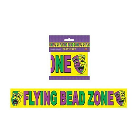 No Work Zone Party Tape - Mardi Gras 'Flying Bead Zone' Party Tape (20ft)