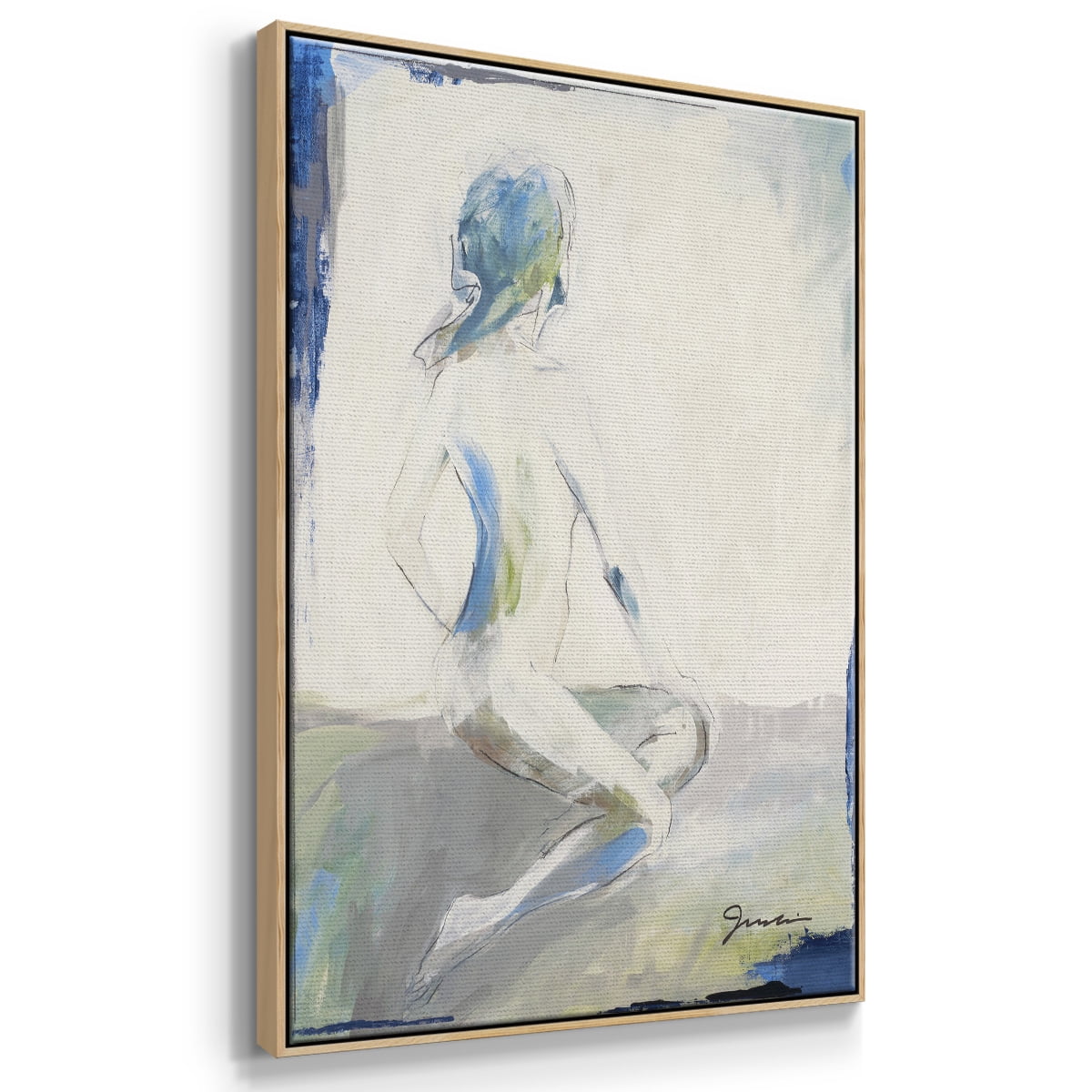 Picture Perfect Framed Premium Gallery Wrapped Canvas - Ready to Hang - 27 x 41 - Natural Wood Floating Frame