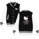 thumbnail image 4 of Chaqueta bomber de Hello Kitty para mujer y hombre, chaqueta de béisbol de otoño, abrigo de estudiante, ropa de calle, chaqueta bomber de estilo universitario de estilo Harajuku, 4 of 5