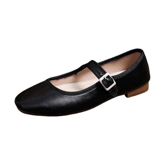 Domuza Mary Jane Shoes for Women Slip on Dressy Ballerina Flats Shoes for Women 2026 Fashion Non-Slip Flats for Formal School Walking Black 7.5(EU-39)