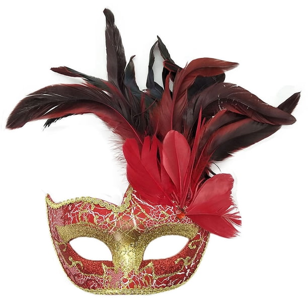 Máscara para cosplay, carnavales, mascaradas, plumas, Halloween