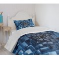 thumbnail image 4 of Ambesonne Abstract Quilted Bedspread Set 2 Pcs, Digital Geometric Cubes, Twin Size, Blue, 4 of 6