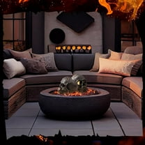 9 x 6.7 x 6 Inch Metal Fireproof Fire Pit Skulls Halloween Imitated Human Skull for Indoor Outdoor Fireplaces, Campfire, Backyard Halloween Decor Stones(Black,2 Pcs)