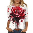 thumbnail image 1 of Pisexur Chandails d'Halloween pour Femmes Manches 3/4 Col Rond Chandails Graphiques Amusants Chandails à Capuche Hauts Tendance Automne Chandails Blouses, 1 of 5