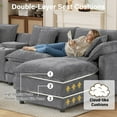 thumbnail image 6 of Wiilayok 145" Modular Sofa Set,Large Chenille U Shaped Sectional Sofa with Ottoman,Central Console,Cup Holder,6 Seater Deep Seat Couch for Living Room Furniture,Gray, 6 of 9