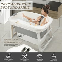 TidBay 44.5" Portable Folding Bathtub, Small Foldable Tub with Thermal Cover & Massage Roller, Large Collapsible Tub, Freestanding Surround Collapsible Tub, Heightened Foldable Bathtub