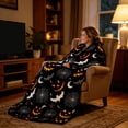 thumbnail image 5 of Yhmxh Halloween Throw Blankets, Soft Ghost Throw Blanket Cute Funny Spooky Blanket, Cozy & Warm Halloween Decor Plush Fuzzy Reversible Blankets for Bed Sofa Couch Livingroom Chair Car Travel, 5 of 6
