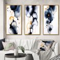 thumbnail image 1 of Designart "Childhood Dreams Liquid Blue Ink and Gold" Abstract Painting Framed Wall Art Set Of 3 - Blue Modern Frame Gallery Set For Office Decor, 1 of 6