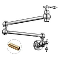 WOWOW Pot Filler Faucet Brass Faucets Kitchen Wall Mount Chrome Commercial Faucet Folding Kitchen Faucet Lead-free Restaurant Faucet Copper 2 Handles Double Joint Swing Arm Faucet