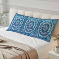thumbnail image 4 of Blue Boho Floral Long Body Pillow Covers, Ethnic Tribal Abstract Flowers Motifs Soft Throw Pillow Cases with Invisible Zipper, Decorative Pillowcase Pillows Protectors for Sofa Bed Couch 20"x60", 4 of 9