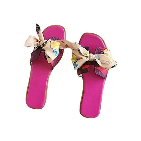 

Follure Girl women s casual shoes Women Bow Summer Slipper Indoor Outdoor Flip-flops Beach Shoes Female Slippers Hot Pink 36