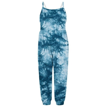 

JWZUY ( 1-6 Years ) Toddler Girls Kids Tie Dye Jumpsuit Playsuit Strap Romper Summer Outfits Clothes Blue 5-6 Years