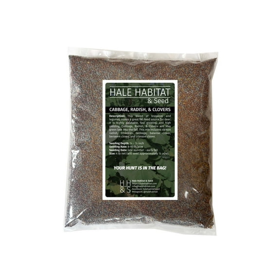 Hale Habitat & Seed Cabbage, Radish, & Clovers Food Plot Seed Mix, Highly Attractive Fall Food Plot, 1/2 Acre