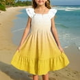 thumbnail image 2 of snilers Girls Summer Dress Square Neck Short Sleeve Casual Loose Ruffle Smocked Midi Dress Beach Vacation Swing Gradient Sundress Size 3-14 Years, 2 of 6