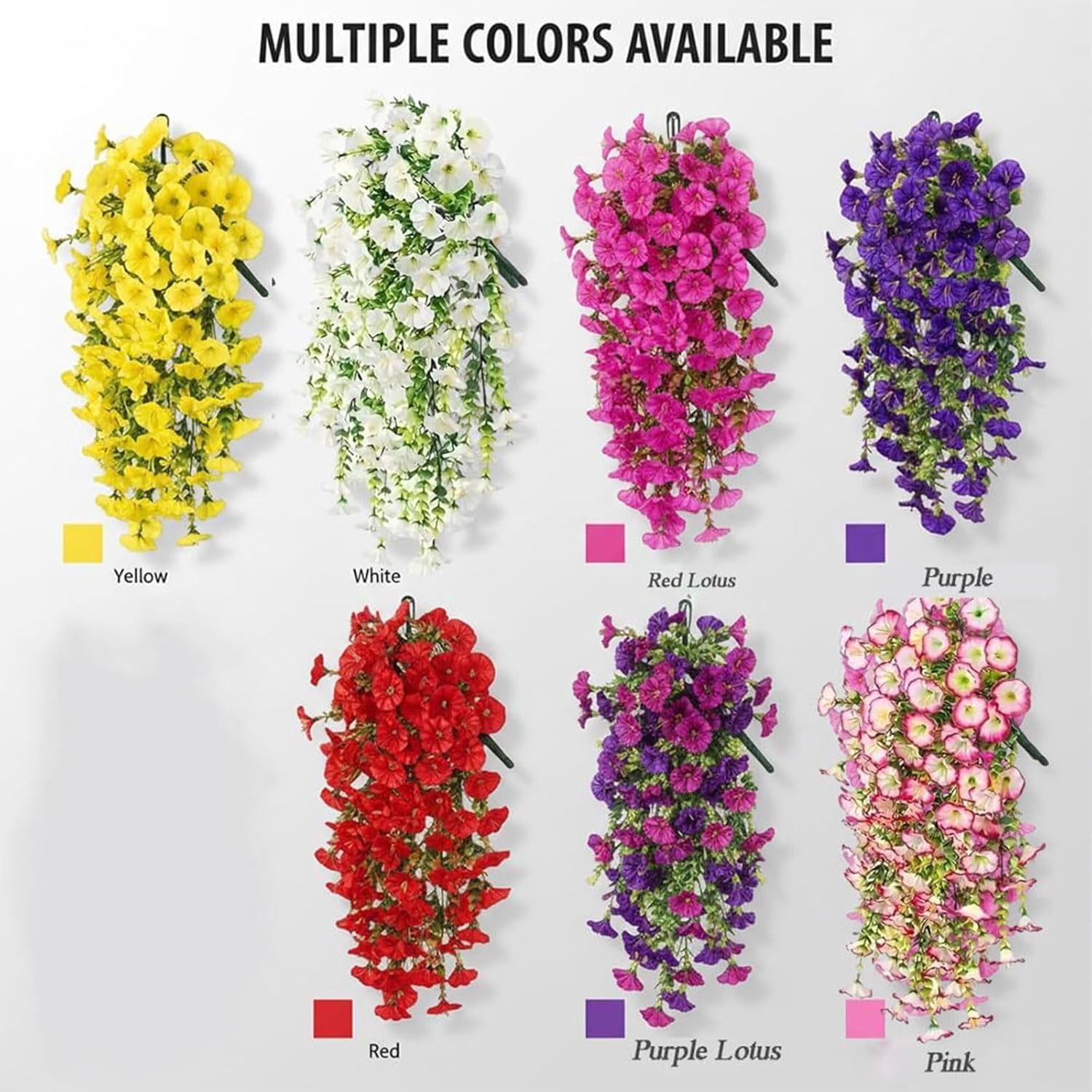 2026 New UV Resistant Hanging Artificial Morning Glory Vine, Artificial Flowers for Outdoors, Realistic Faux Flower Plants for Spring Summer Garden Porch Planters Decor