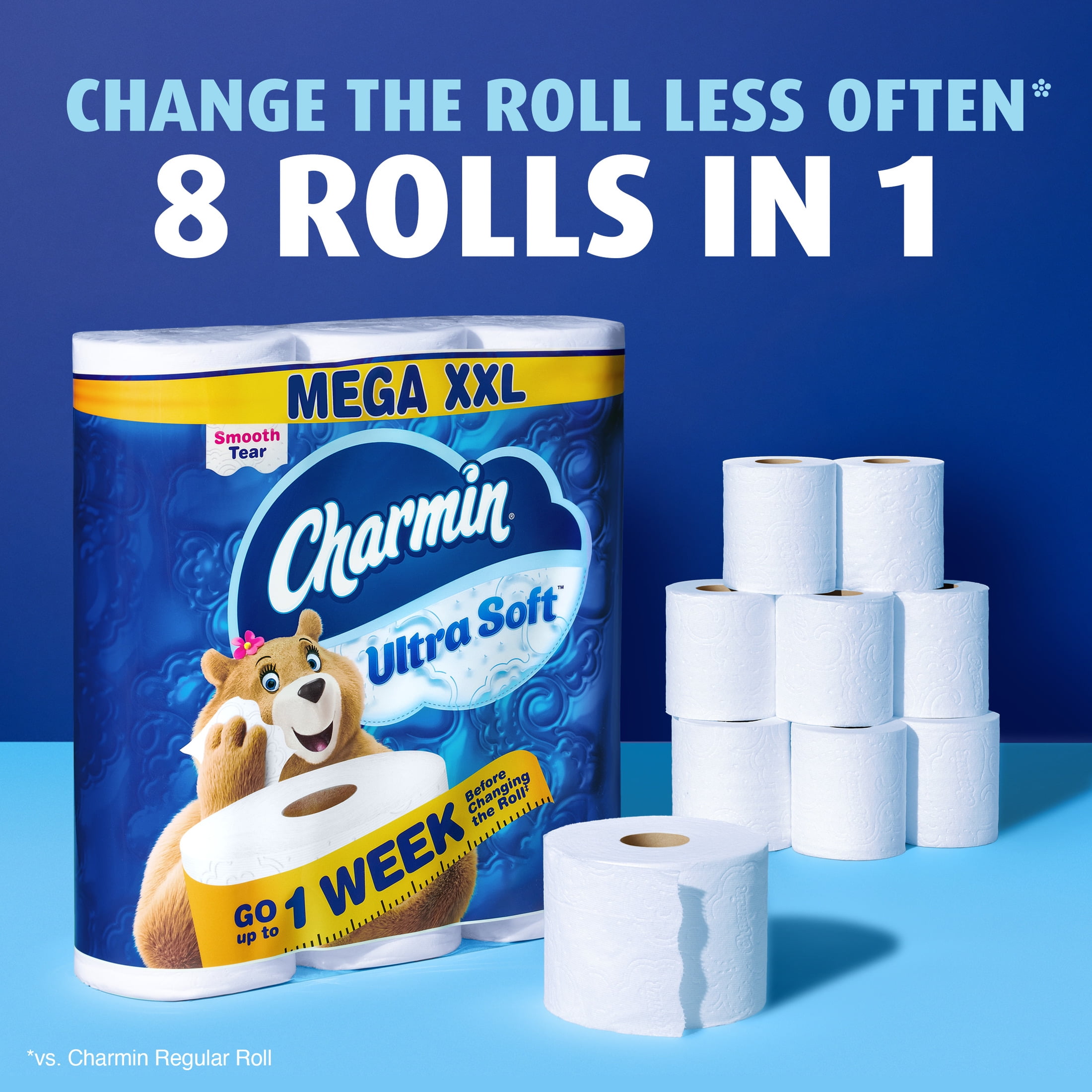 Charmin Toilet Paper Ultra Soft 9 Mega XXL Rolls, 440 Sheets Per Roll