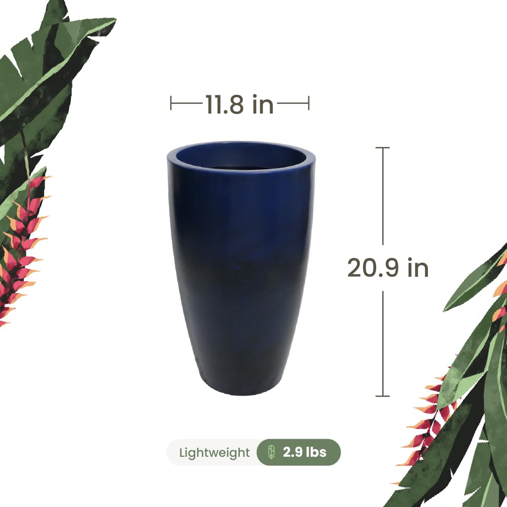Ecobo 20.9-Inch Tall Eco-Friendly Round Pot Planter | Indoor/Outdoor Use, Durable, Versatile, and Lightweight | Contemporary All-Weather Design by Brazilian Artisans - Dark Blue