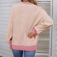 thumbnail image 5 of Fesfesfes Women Sweater Fall Winter Long Sleeve Splicing Button Round-Neck Sweater Tops Under $10, 5 of 7