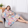 thumbnail image 5 of Oversized Wearable Blanket Hoodie,Pink Pioneer Flower Pattern Sherpa Blanket Hoodie with Super Pockets,Super Warm Fuzzy Pullover for Women & Men, 5 of 6