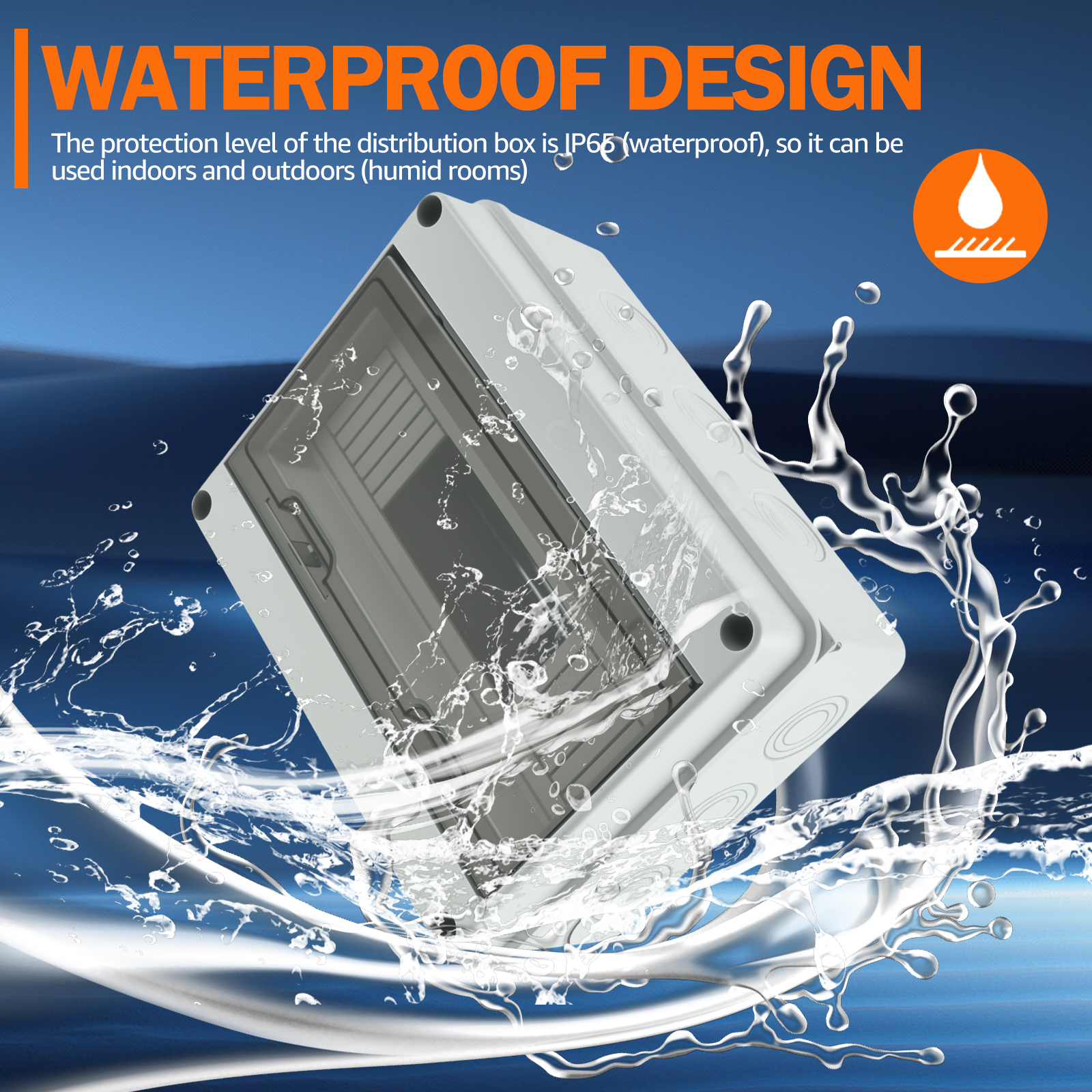 Distribution Box IP65 Waterproof Surface Mounted Circuit Breaker Box with Brass Clamps Transparent Cover for Outdoor Charging Station