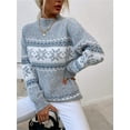 thumbnail image 5 of Women’s Snowflake Christmas Sweater Casual Long Sleeve Knitted Pullover Sweaters Crewneck Loose Jumper Tops, 5 of 6