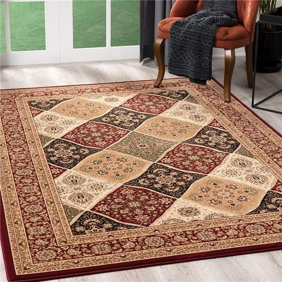 7 x 9 ft. Red Decorative Diamonds Area Rug - Red - 7' x 9'