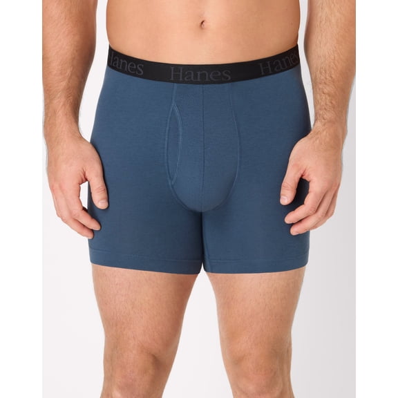 Hanes Big Man Ultimate Men's Underwear Boxer Briefs Pack – 3-Pack – Comfort Flex Fit – Total Support Pouch ( & Tall) Blue/Gray 2XB