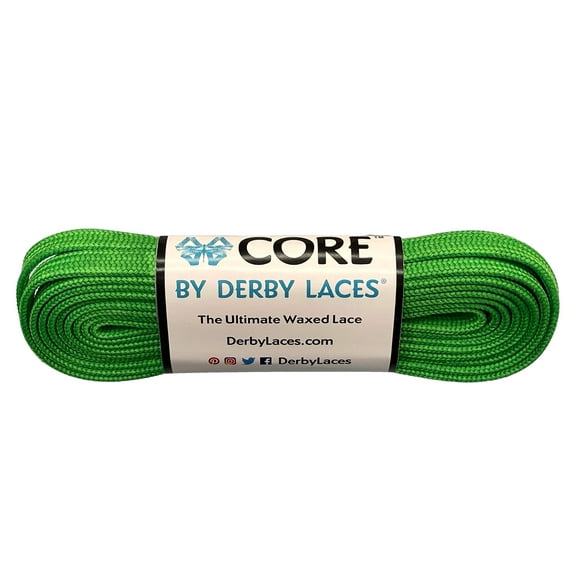 Derby Laces cORE Étroit 6mm Ciré Dentelle pour les Patins à Roulettes, Chaussures à Roulettes, Bottes et Chaussures Régulières (Vert, 60 Pouces 152 cm)
