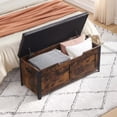 thumbnail image 4 of Storage Chest, Storage Bench with Safety Hinge, Wooden Storage Trunk with Metal Frame for Entryway, Living Room, Bedroom, Brown, 4 of 7